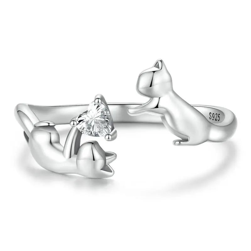 925 Sterling Silver Shih Tzu Dog Adjustable Ring