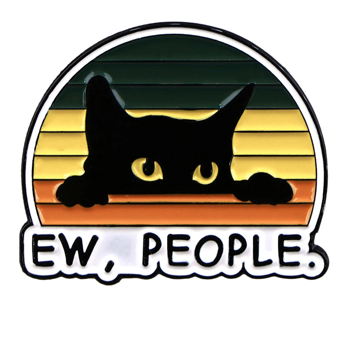 Funny Black Cat Enamel Pin Brooch
