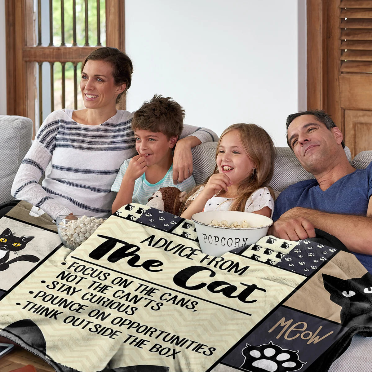 Black Cat Flannel Fleece Throw Blanket