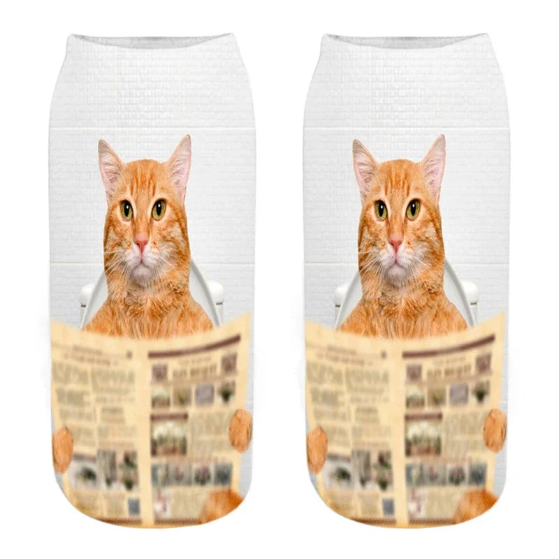 3D Print Cartoon Cat Ankle Socks