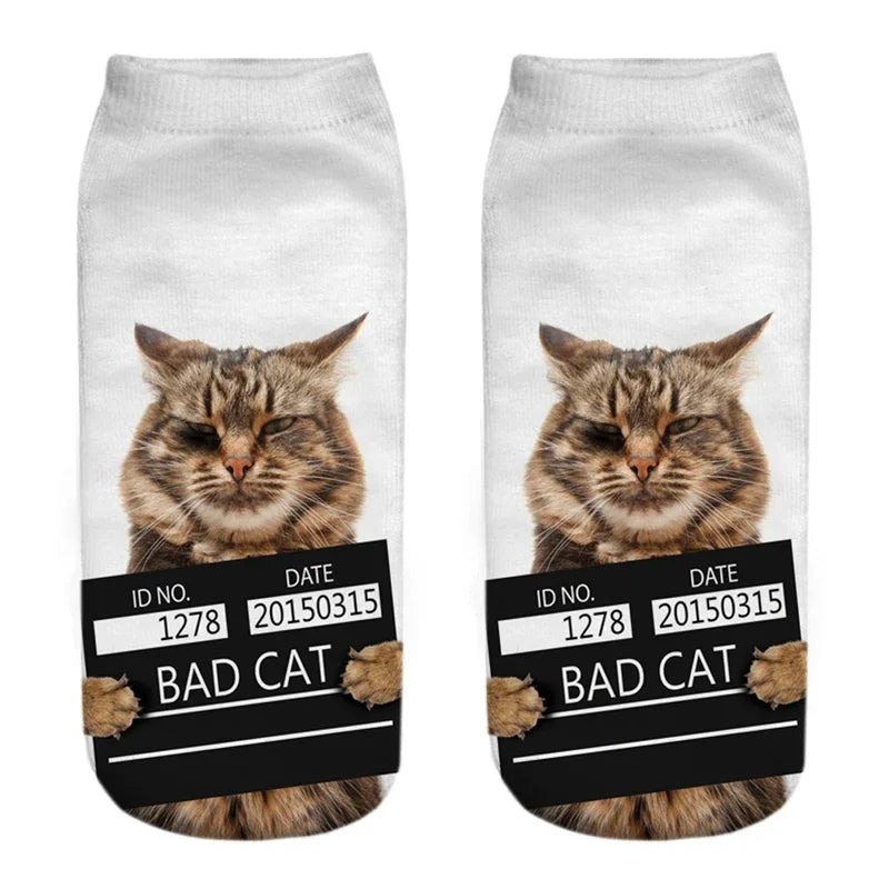 3D Print Cartoon Cat Ankle Socks