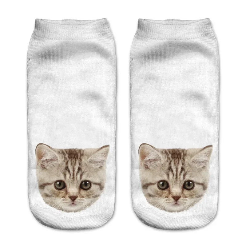 3D Print Cartoon Cat Ankle Socks