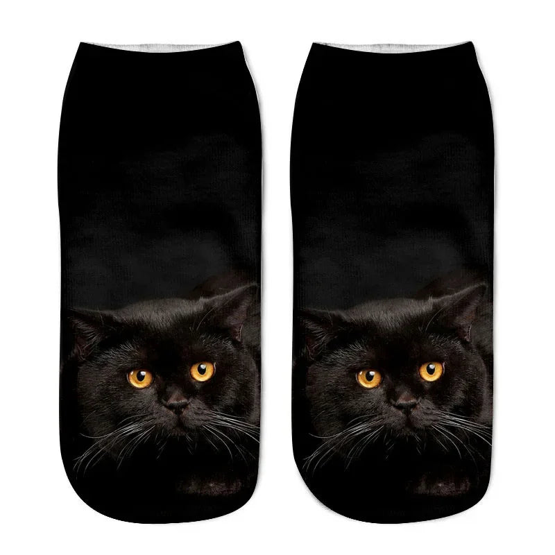 3D Print Cartoon Cat Ankle Socks