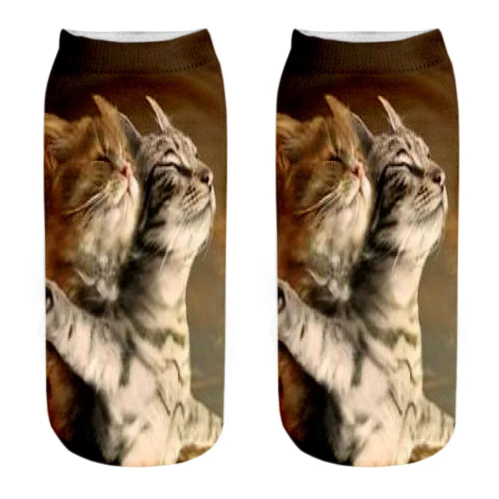 3D Print Cartoon Cat Ankle Socks