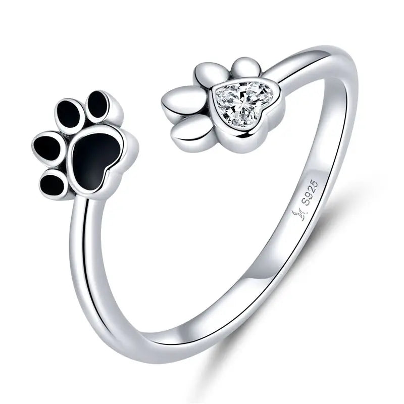 925 Sterling Silver Shih Tzu Dog Adjustable Ring