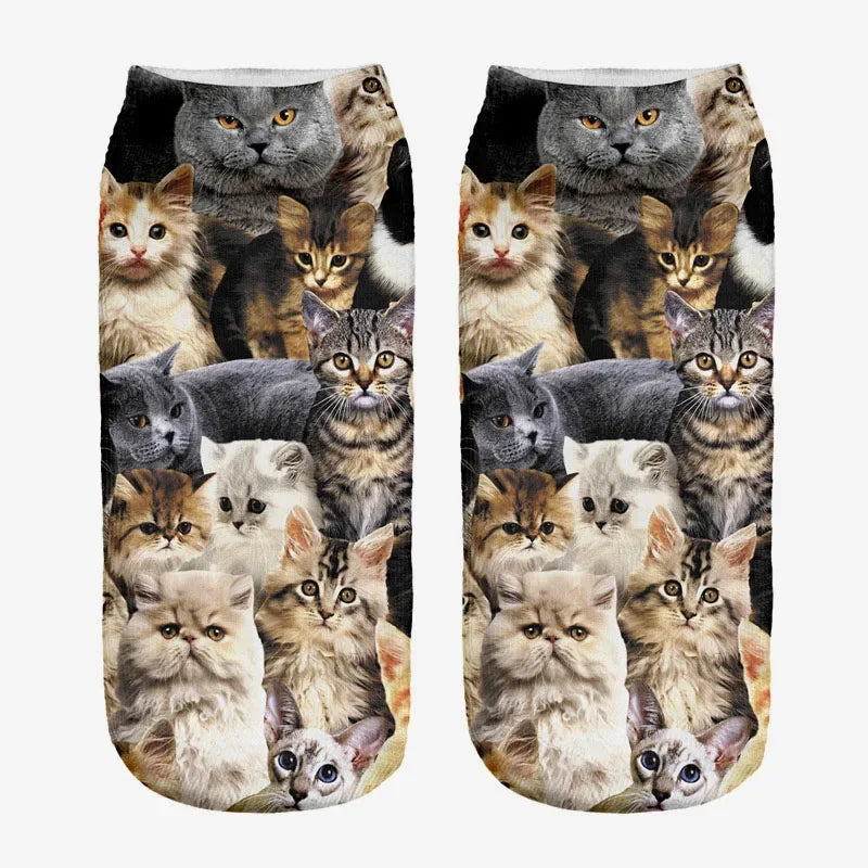 3D Print Cartoon Cat Ankle Socks
