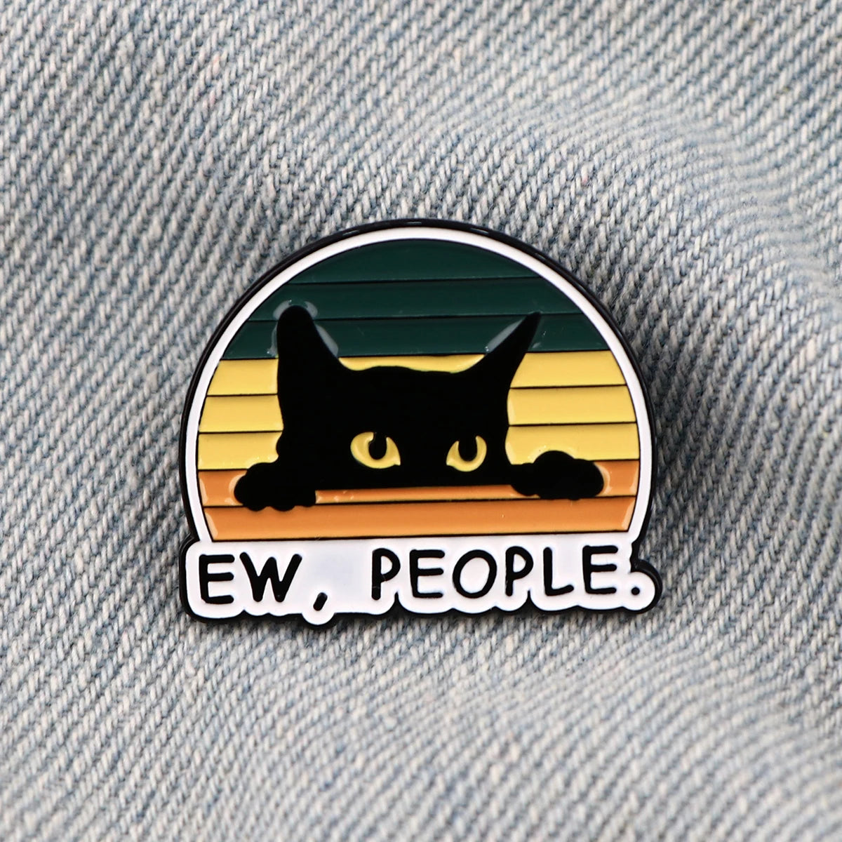 Funny Black Cat Enamel Pin Brooch