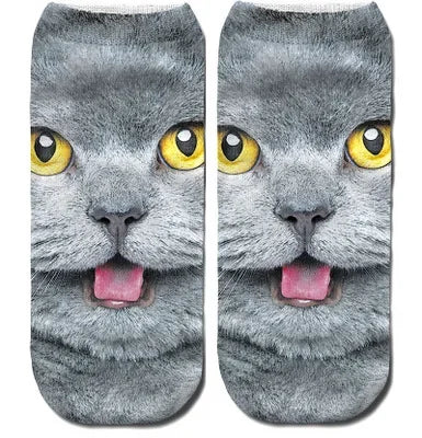 3D Print Cartoon Cat Ankle Socks