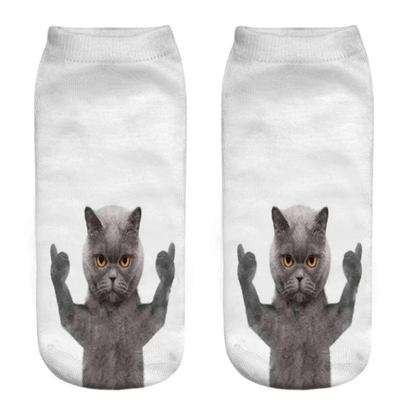 3D Print Cartoon Cat Ankle Socks