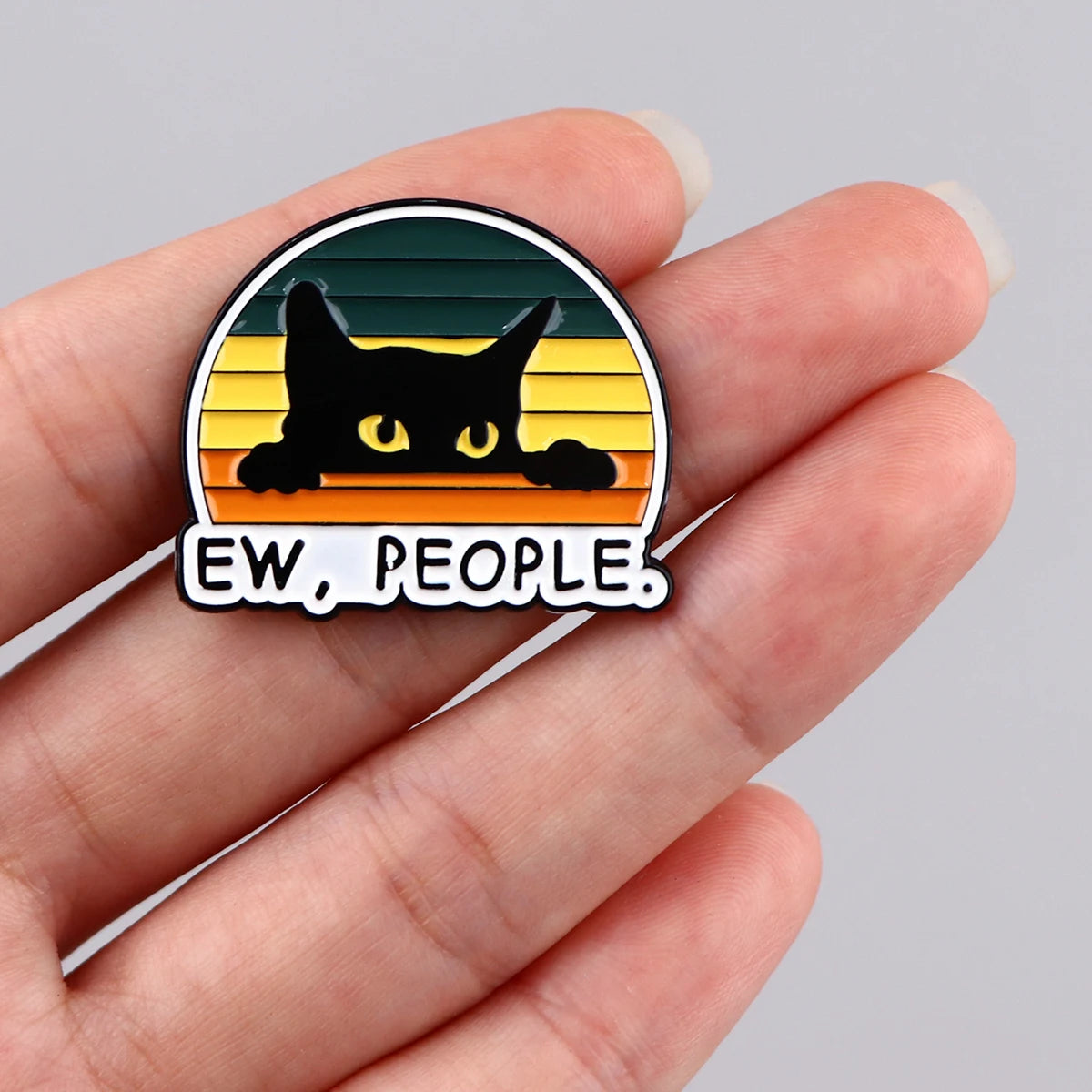 Funny Black Cat Enamel Pin Brooch