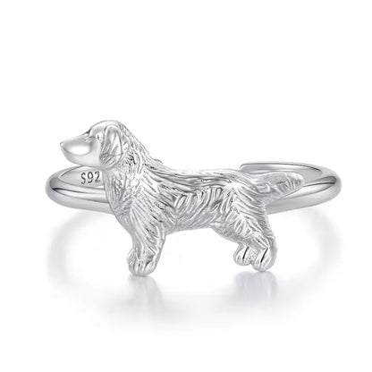 925 Sterling Silver Shih Tzu Dog Adjustable Ring