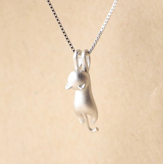 Silver Cat Pendant Necklace