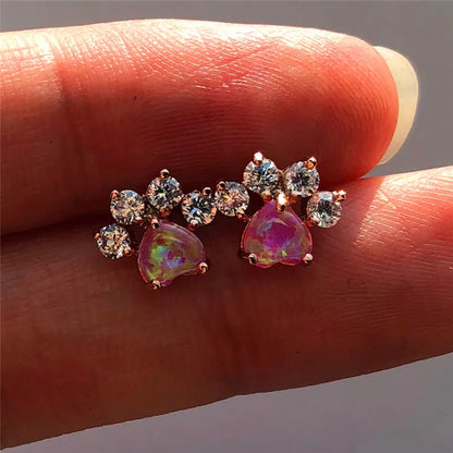 Luxury Rose Gold Crystal Cat Paw Earrings