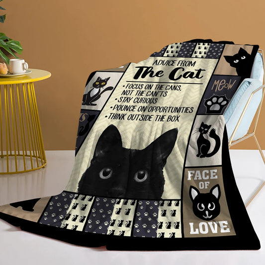 Black Cat Flannel Fleece Throw Blanket