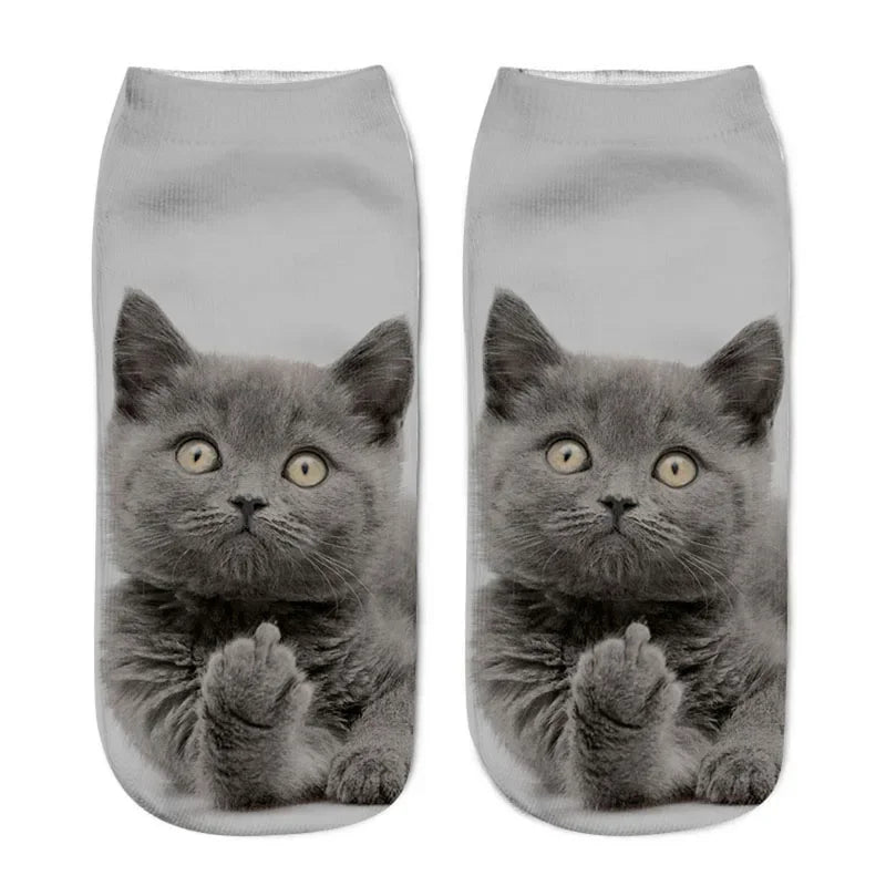 3D Print Cartoon Cat Ankle Socks