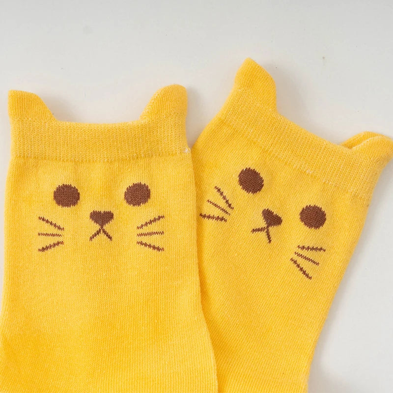 Kawaii Cartoon Cat Paw Print Crew Socks