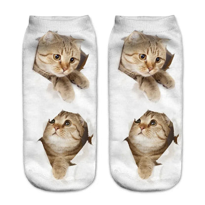 3D Print Cartoon Cat Ankle Socks