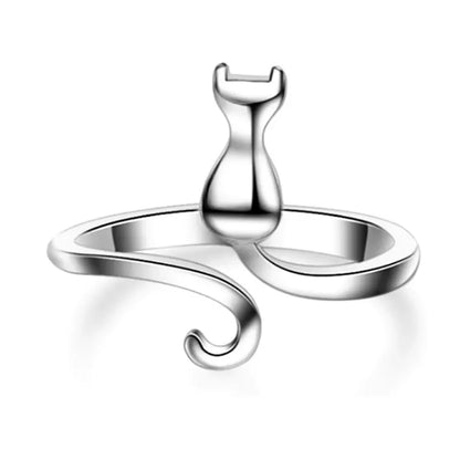 925 Sterling Silver Cat Ring