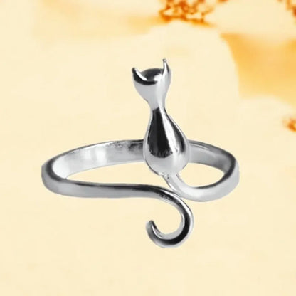 925 Sterling Silver Cat Ring