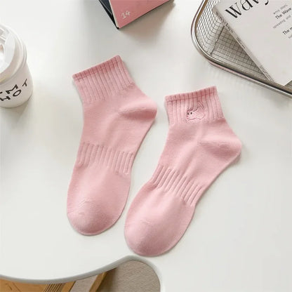 Cute Cat Embroidery Kawaii Short Socks