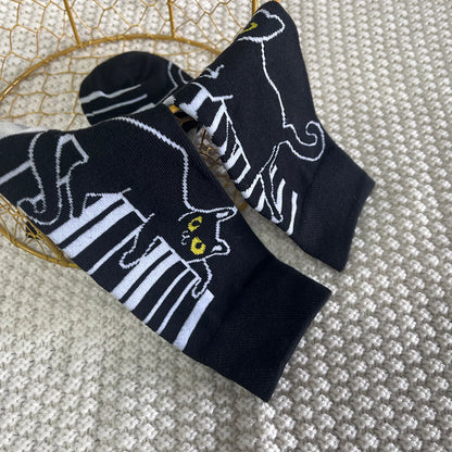 Unisex Cat Piano Print Mid Tube Socks