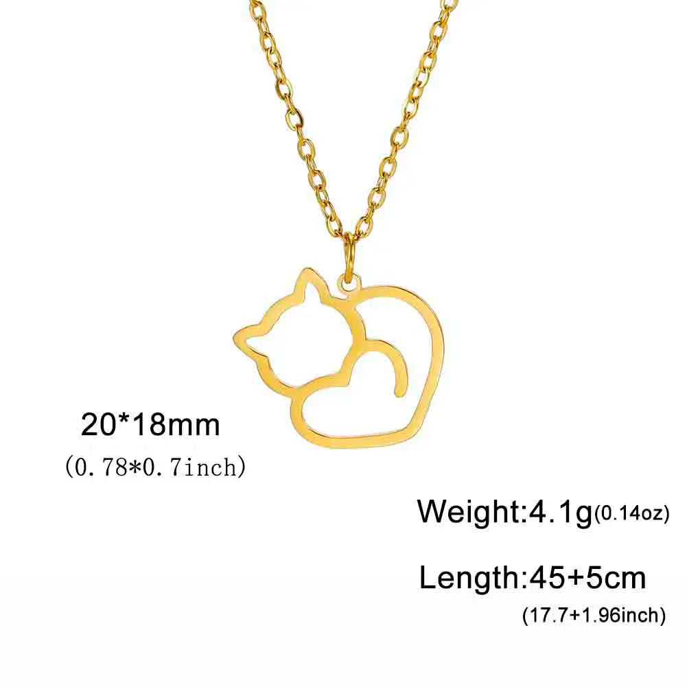 Stainless Steel Cat Pendant Necklace