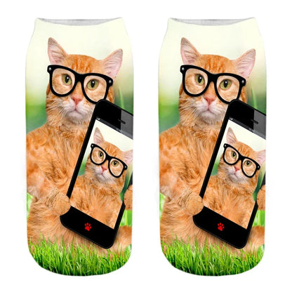 3D Print Cartoon Cat Ankle Socks