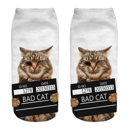 3D Print Cartoon Cat Ankle Socks