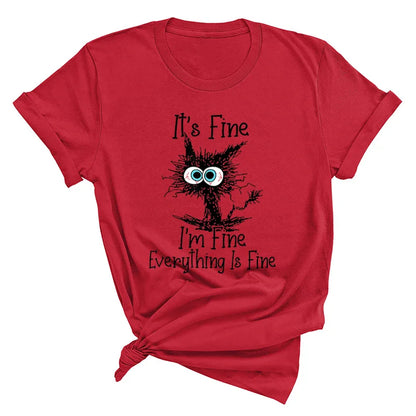 Funny Cat Graphic Cotton T-Shirt