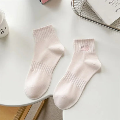 Cute Cat Embroidery Kawaii Short Socks