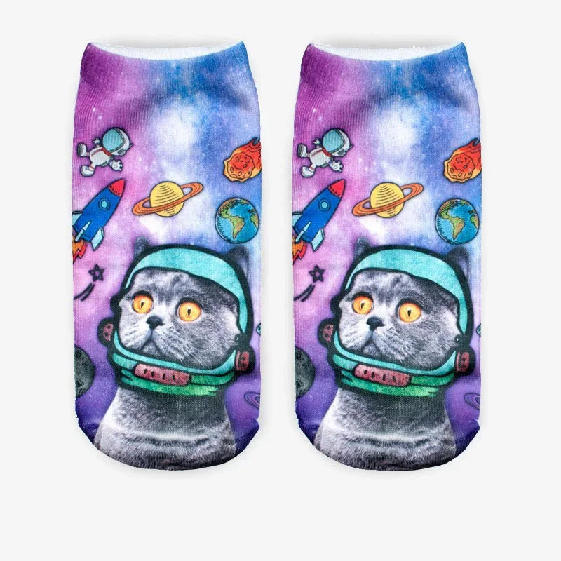 3D Print Cartoon Cat Ankle Socks