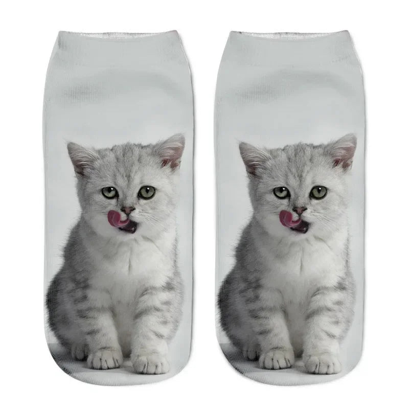 3D Print Cartoon Cat Ankle Socks