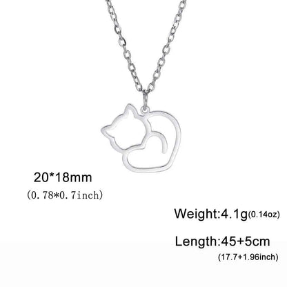 Stainless Steel Cat Pendant Necklace