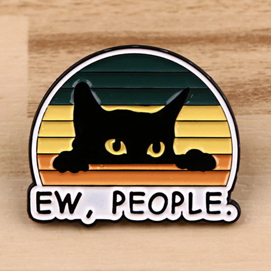 Funny Black Cat Enamel Pin Brooch