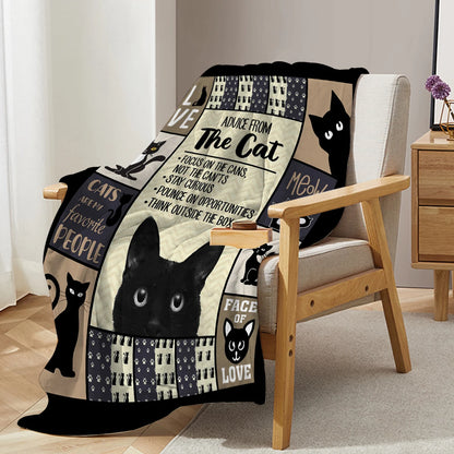 Black Cat Flannel Fleece Throw Blanket