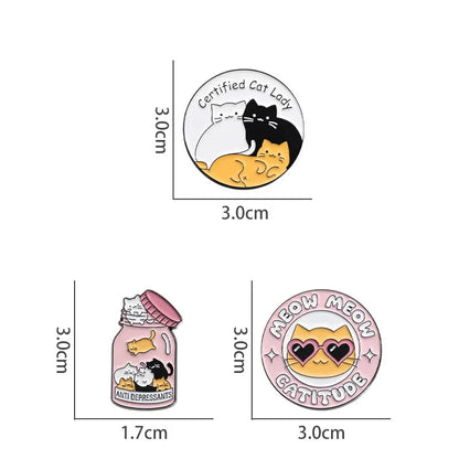 Jar Anti-Depressants Cat Badge Enamel Pin Brooch