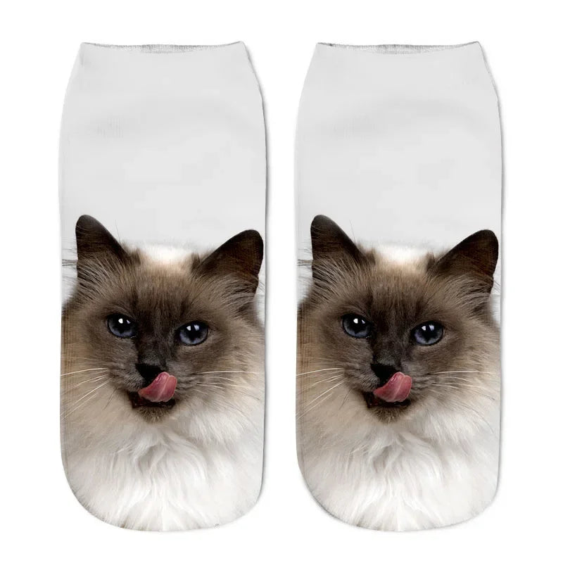 3D Print Cartoon Cat Ankle Socks