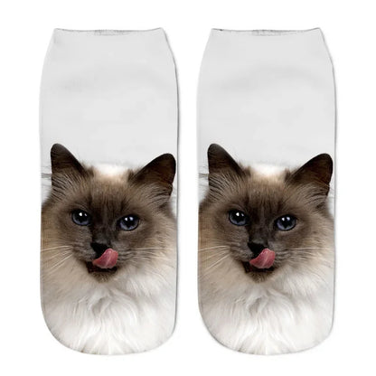 3D Print Cartoon Cat Ankle Socks