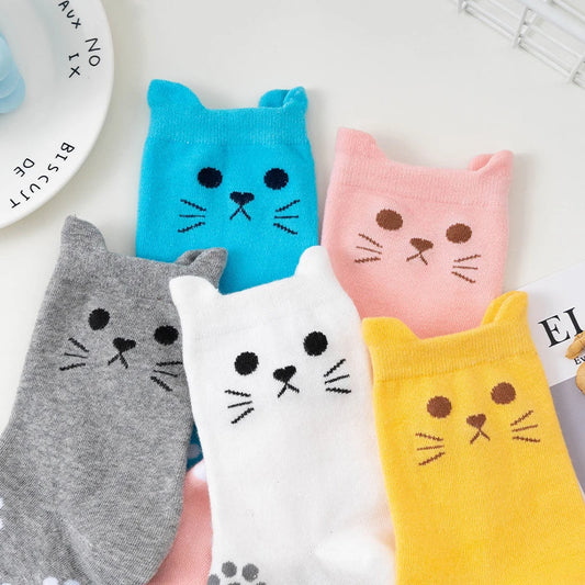 Kawaii Cartoon Cat Paw Print Crew Socks