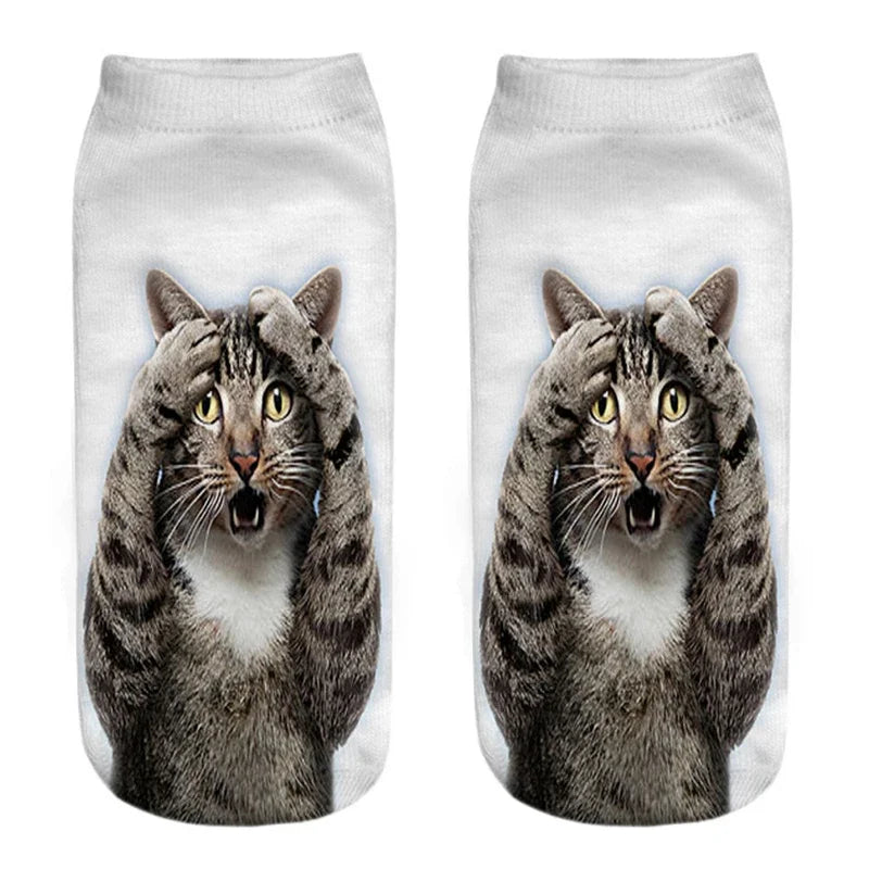 3D Print Cartoon Cat Ankle Socks