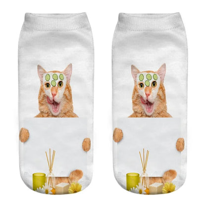 3D Print Cartoon Cat Ankle Socks