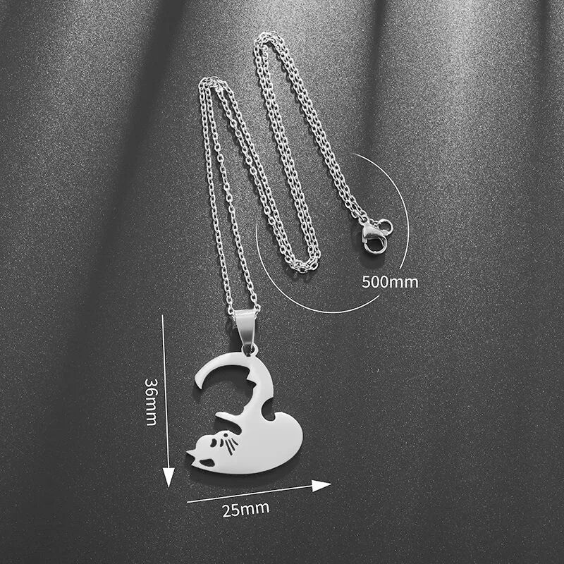 Hot Hug Love Cat Couple Necklace