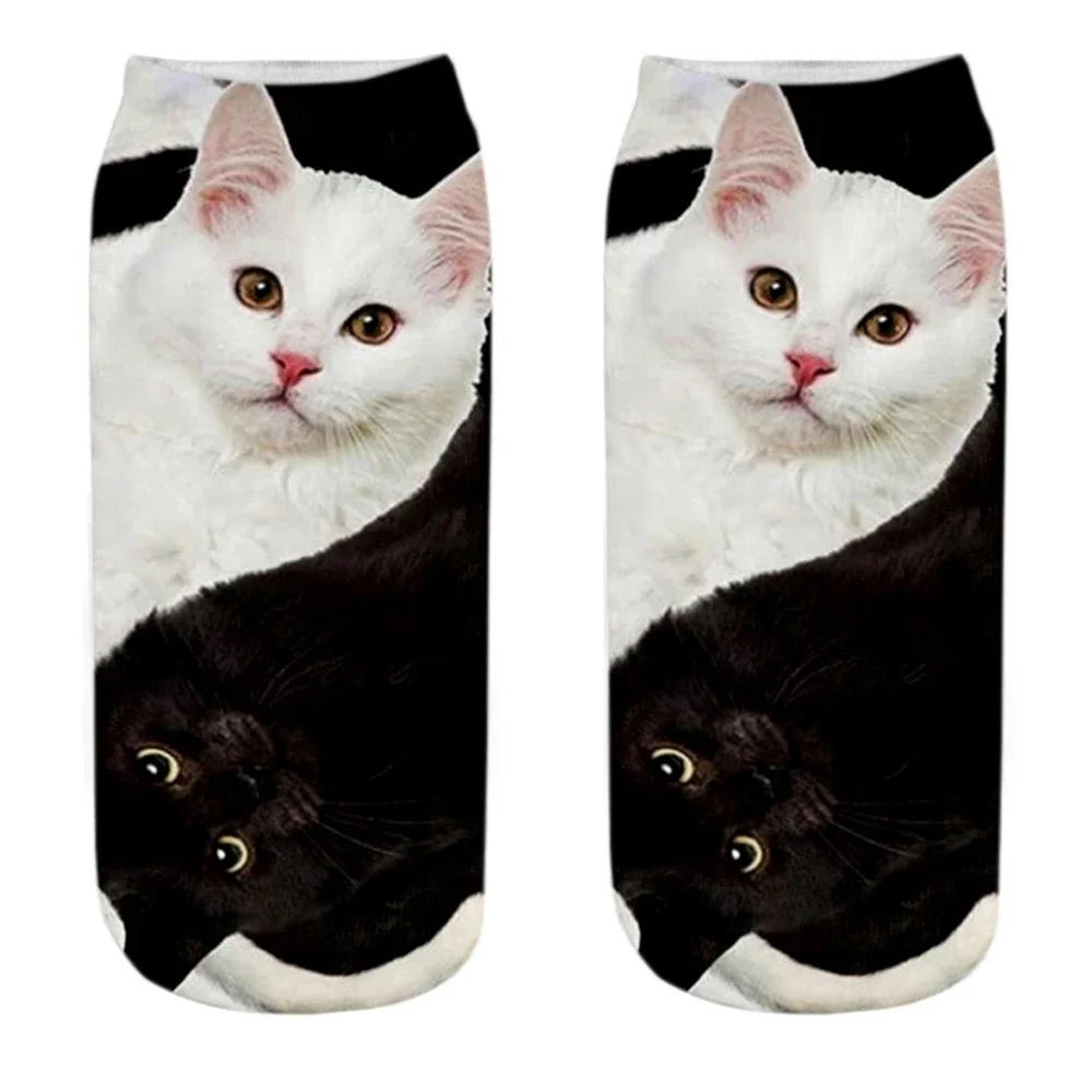 3D Print Cartoon Cat Ankle Socks