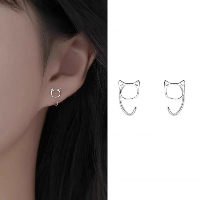 Hollow Cute Cat Stud Earrings