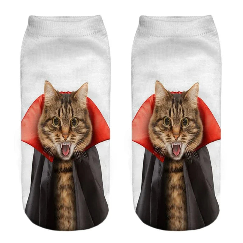 3D Print Cartoon Cat Ankle Socks