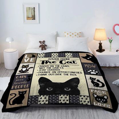 Black Cat Flannel Fleece Throw Blanket