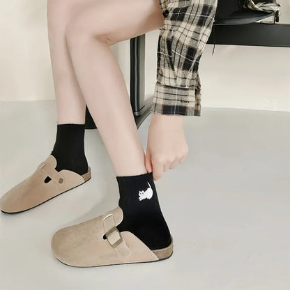 Cute Cat Embroidery Kawaii Short Socks