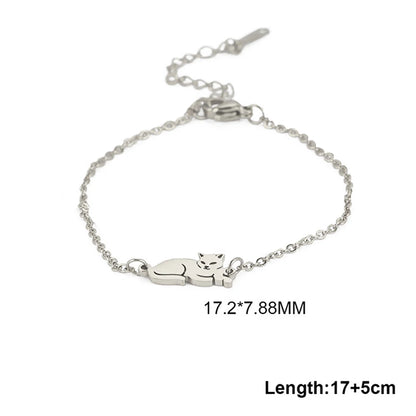 Trendy Stainless Steel Cute Cat Bracelet