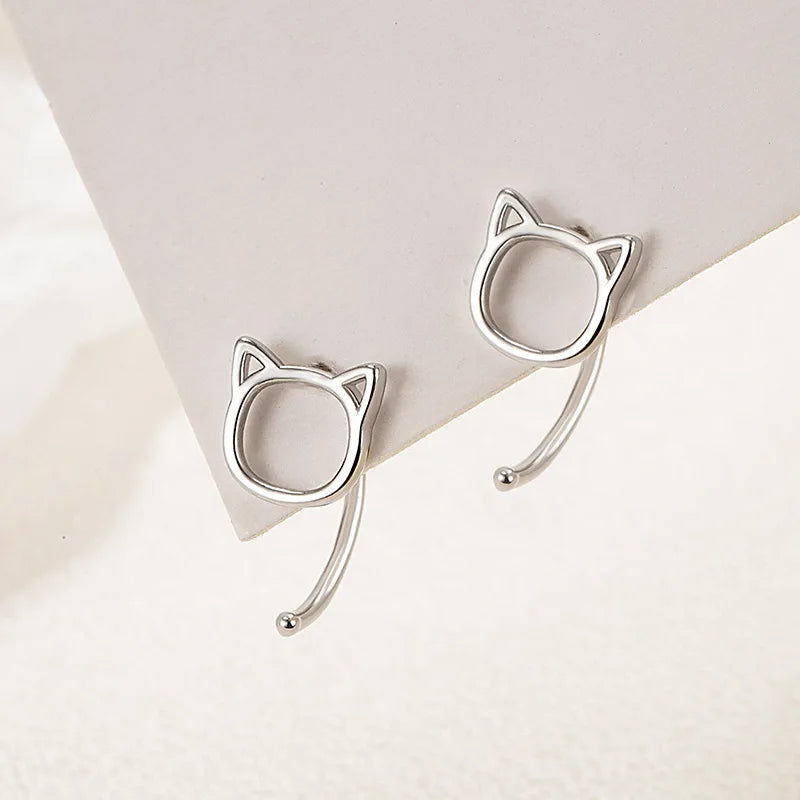 Hollow Cute Cat Stud Earrings