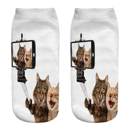 3D Print Cartoon Cat Ankle Socks